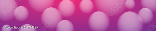 Header of balloons, bubbles and balls, blurry on pink background, vector illustration