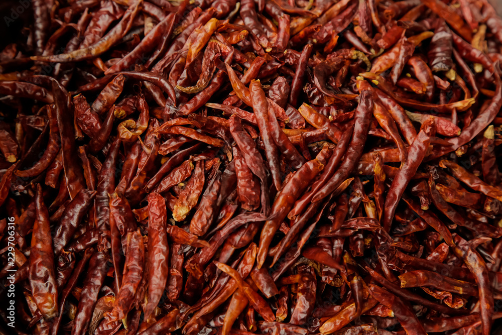 Obraz premium Dried red hot chilli peppers.