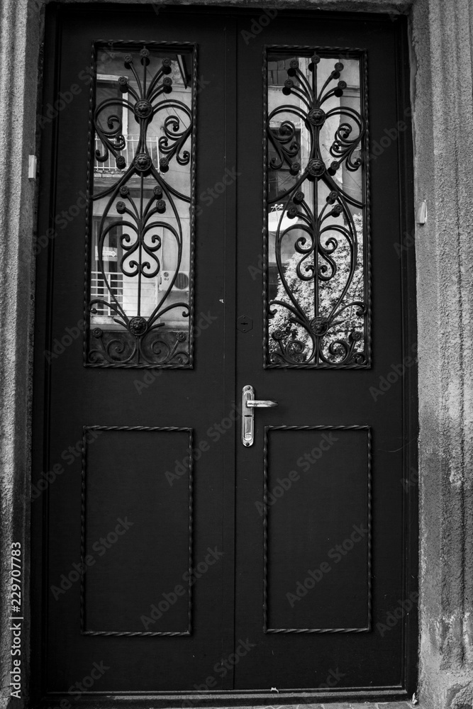 Old Tbilisi architecture,The entrance door and exterior decor in summer day Old Tbilisi architecture,The entrance door and exterior decor in summer day