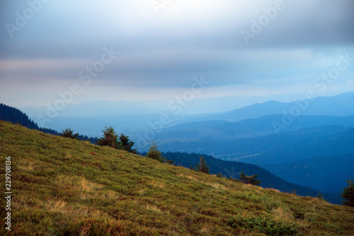 blue sunset time in the high mountains