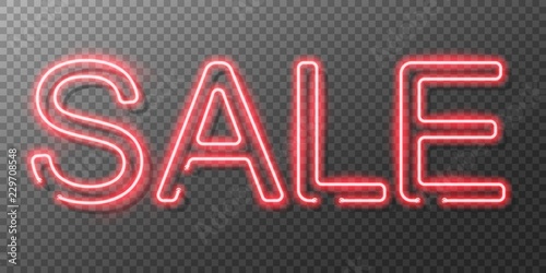 Neon sale sign. Neon banner. Vector illustration.
