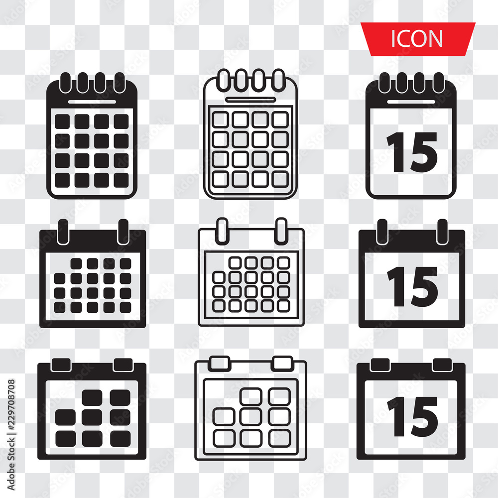 Calendar icon set vector isolated on white background. Calendar icon set vector isolated on white background.