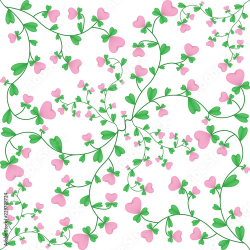 Wallpaper Mural Delicate floral pattern with hearts Torontodigital.ca
