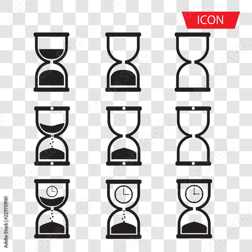 Hourglass vector icon set symbol isolated on white background.