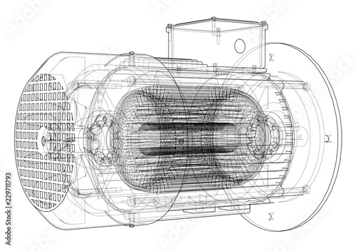 Electric motor sketch. Vector