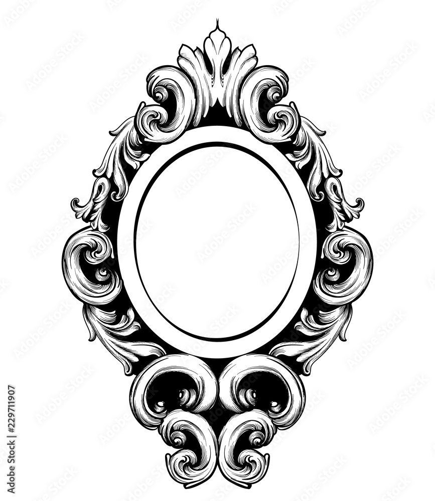 Vintage mirror frame Vector. Baroque rich design elements decor. Royal style ornaments