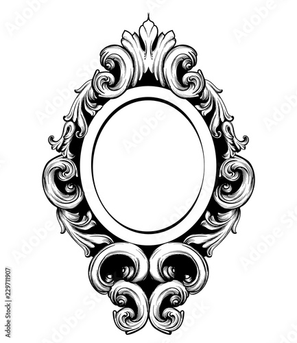 Vintage mirror frame Vector. Baroque rich design elements decor. Royal style ornaments