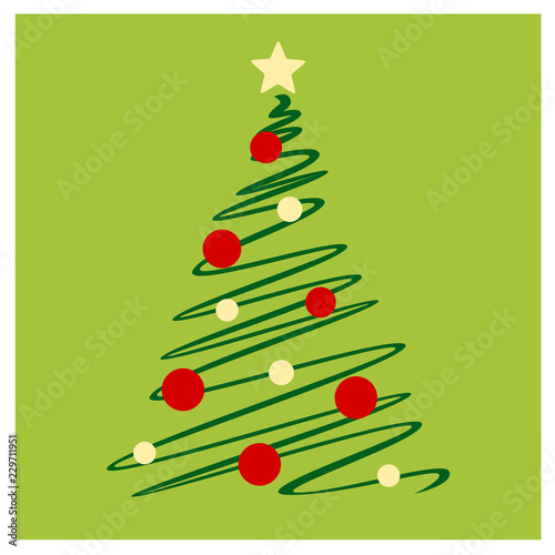 Sketch christmas tree with ornament