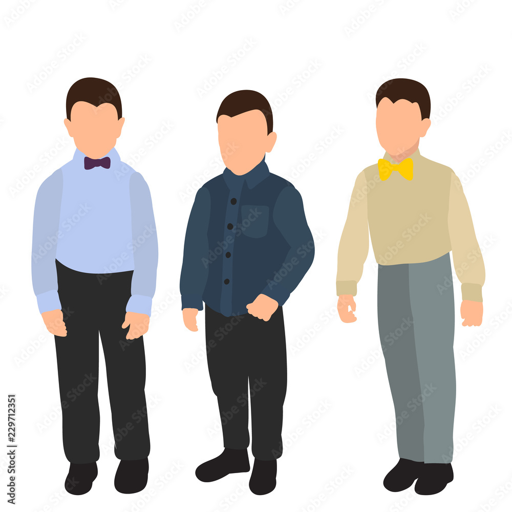 vector, isolated, flat style, boys group, kindergarten vector, isolated, flat style, boys group, kindergarten