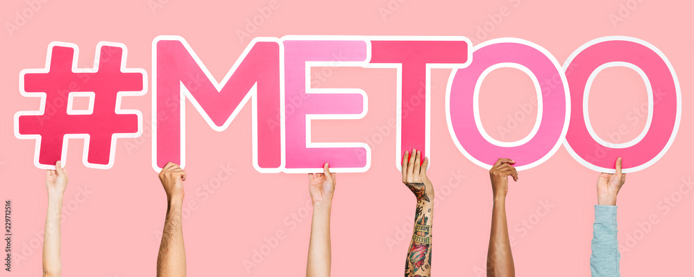 Pink letters forming the word #metoo Pink letters forming the word #metoo