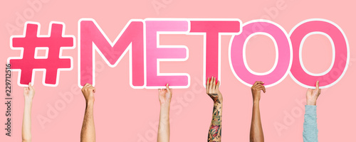 Pink letters forming the word #metoo