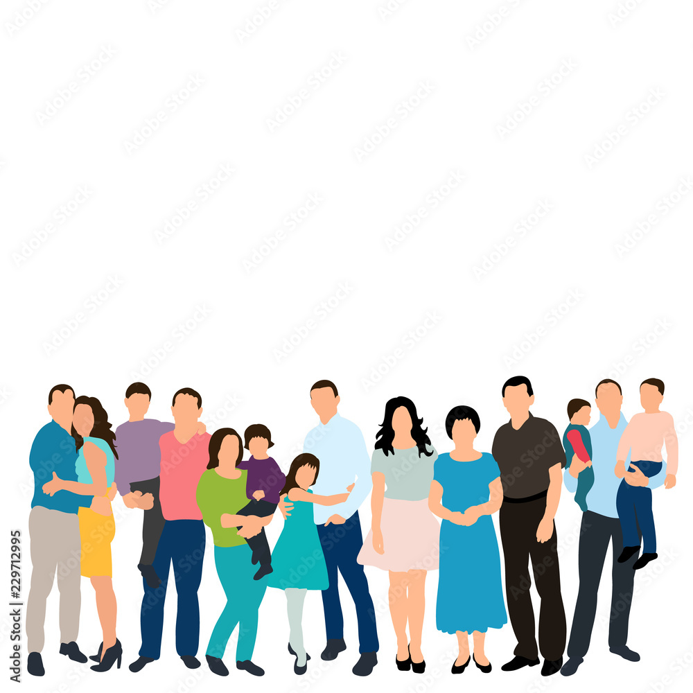 Fototapeta premium people standing in a crowd, flat style