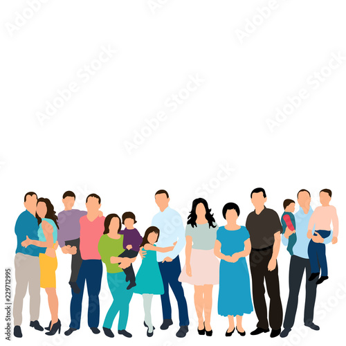 people standing in a crowd  flat style