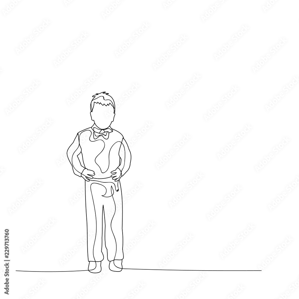 vector, isolated, sketch, simple lines boy