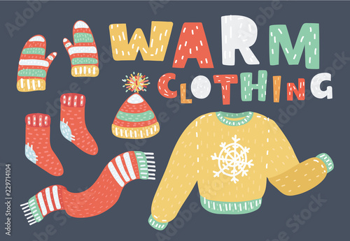 Set of warm winter clothes design