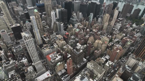 Aerial view of Manhattan skyscrapers at day time