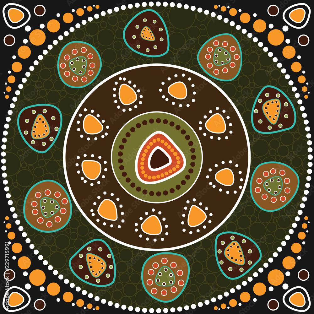 Aboriginal dot art vector painting. Stock Vector | Adobe Stock