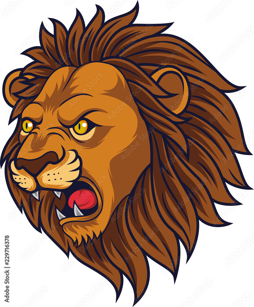 Angry lion head mascot