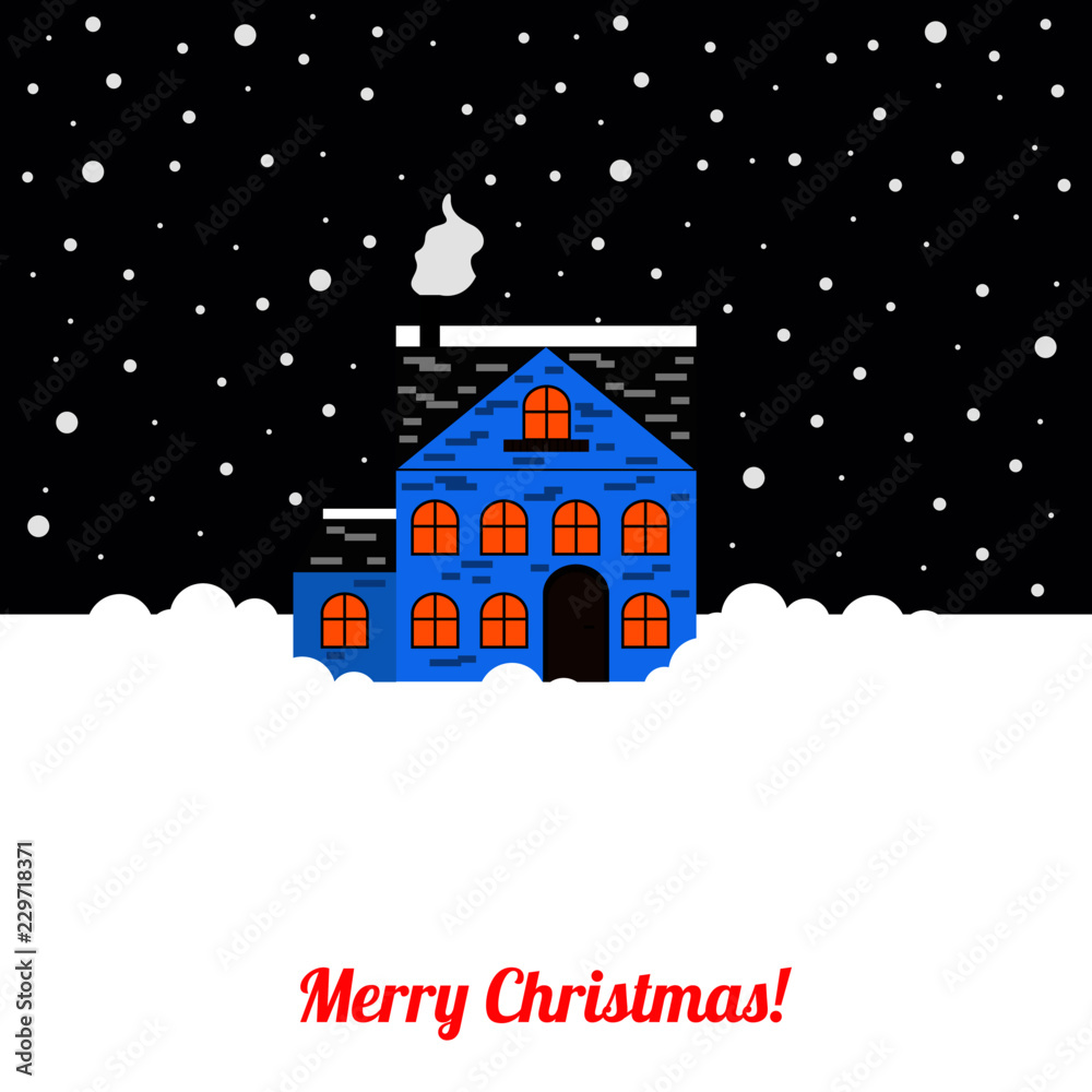 house in winter vector for web