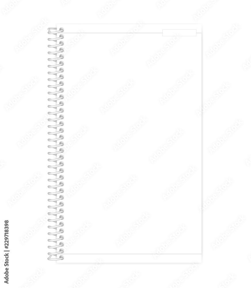 Empty white wire bound note book legal paper format vector mock-up Empty white wire bound note book legal paper format vector mock-up