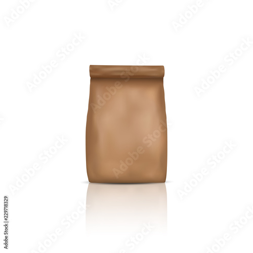 Brown paper package Isolated on white background. Vector mockup.