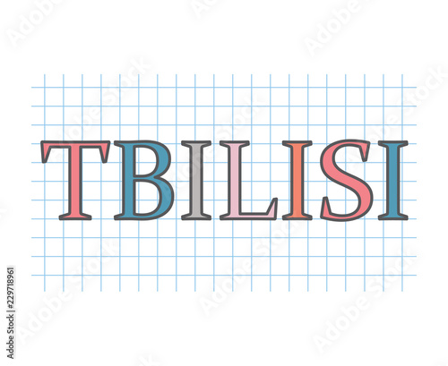 Tbilisi word on checkered paper texture- vector illustration