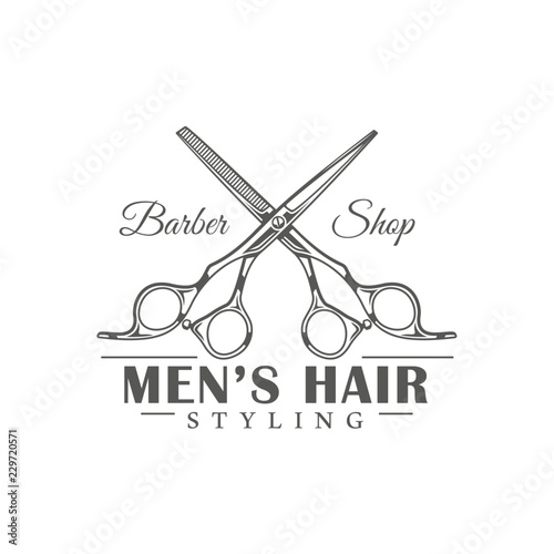 Barbershop label isolated on white background
