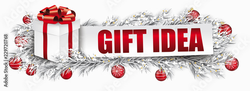 Christmas Banner Red Baubles Gift Frozen Twigs Gift Idea