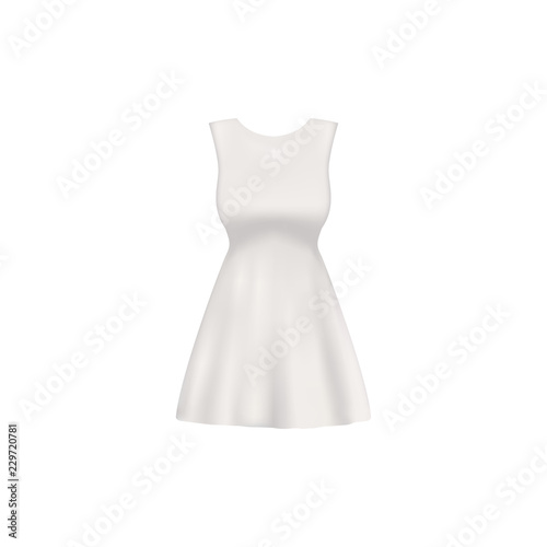 Realistic women's dress isolated on white background. Vector mockup.