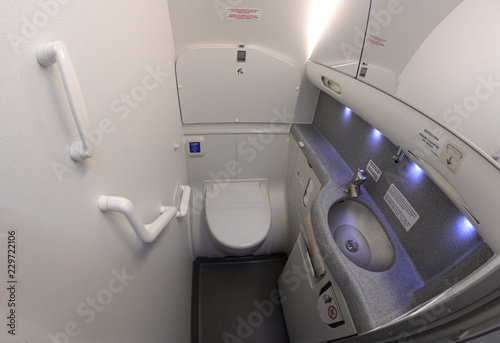 Photography Bathroom of an aircraft Boeing 737-400