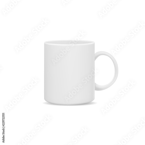 Realistic mug isolated on white background. Vector mockup. 