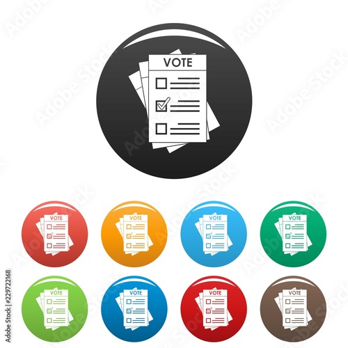 Election paper icons set 9 color vector isolated on white for any design