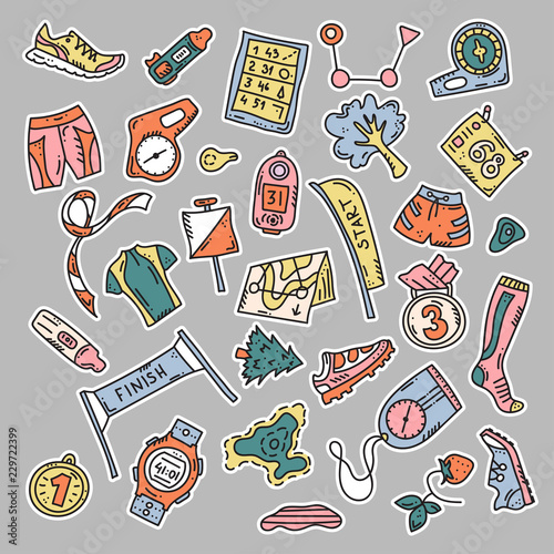 orienteering sport equipment. Vector illustration