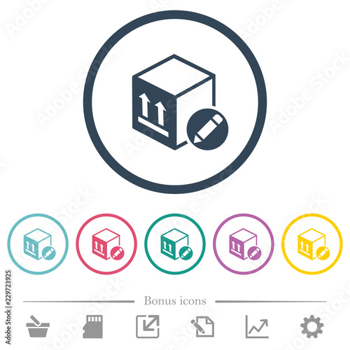 Package edit flat color icons in round outlines