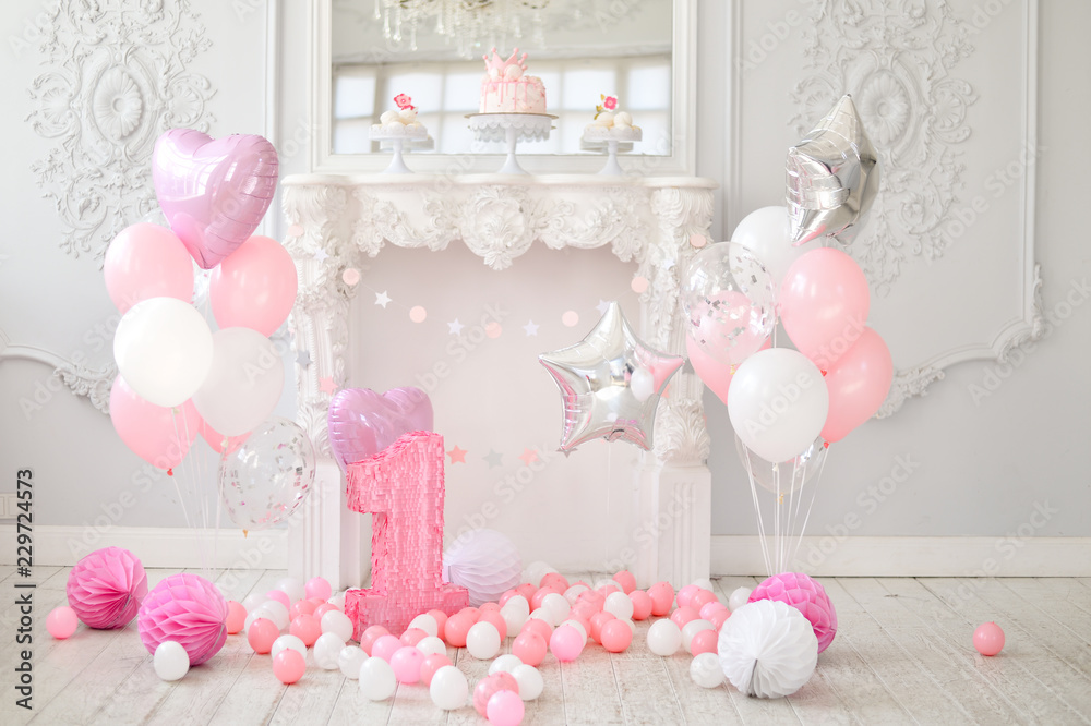 One year birthday decorations. Children birthday. One year birthday decorations. Children birthday.