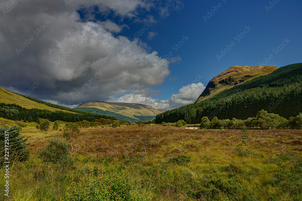 Landscape with blue sky in the highlands