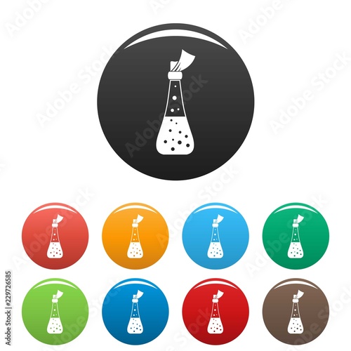 Alchemy potion icons set 9 color vector isolated on white for any design
