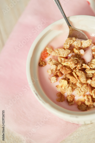 healthy breakfast with crunchy photo