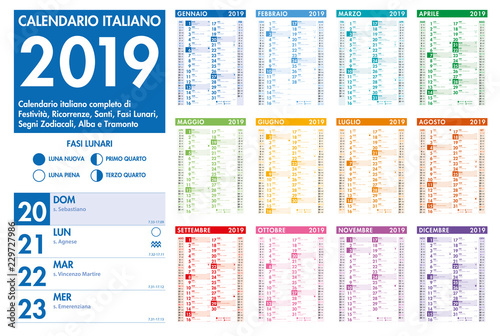 Italian Vector Colorful Monthly Calendar