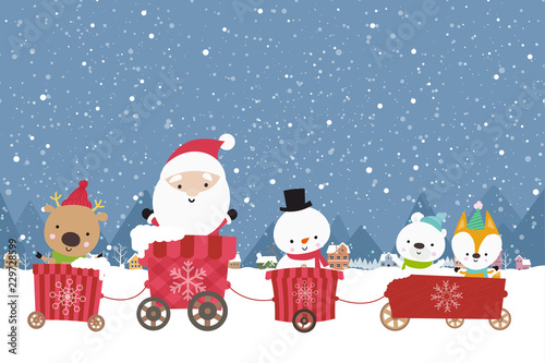Happy Cute Santa snowman christmas cartoon in the  cart 001