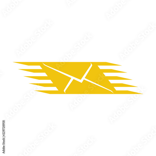 Logo fast mail. Mail or post office icon. SMS sign. Flying envelope. Vector illustration flat design. Isolated on white background.