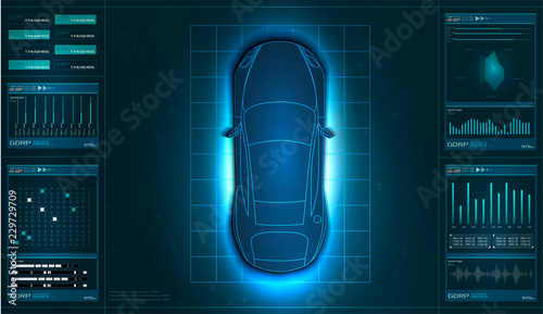 Futuristic user interface. HUD UI. Abstract virtual graphic touch user interface. Cars infographic.Car Auto Service, Modern Design HUD, Vector illustration.