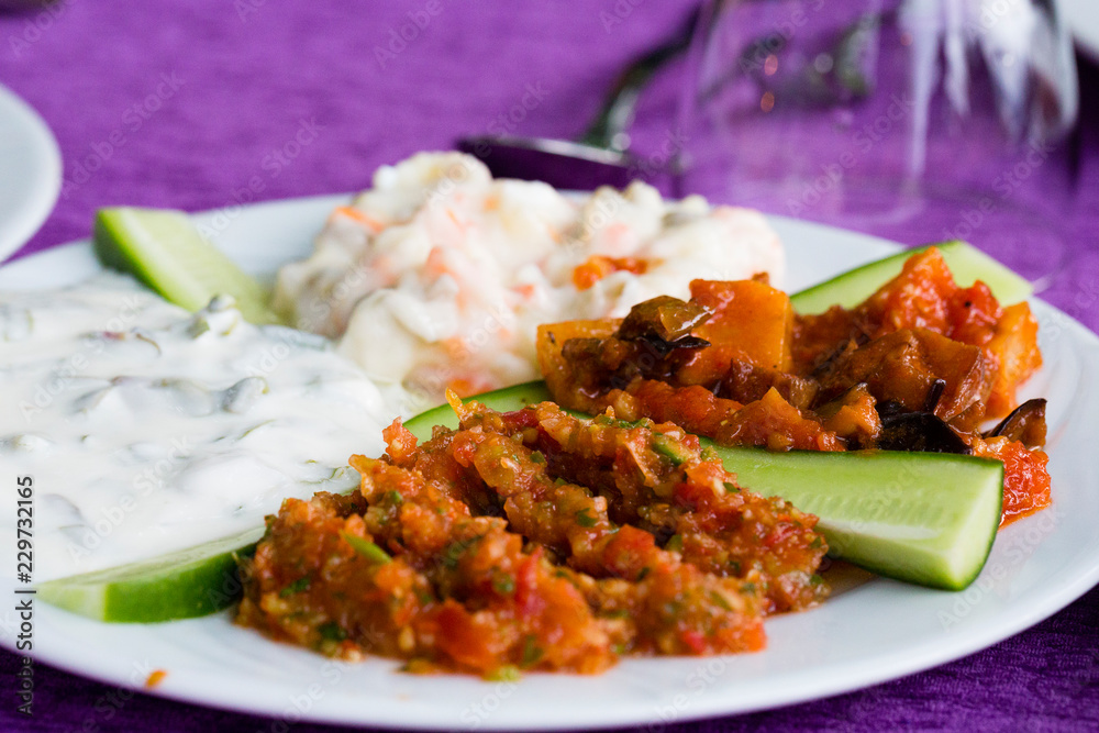 ADRASAN, TURKEY Meze platter.