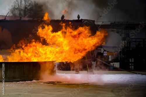 Catastrophe accident gasoline fire industry collecting tank