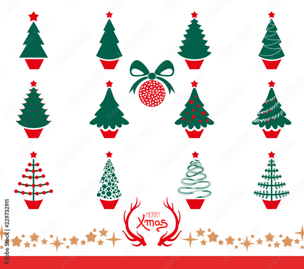 Christmas tree vector set