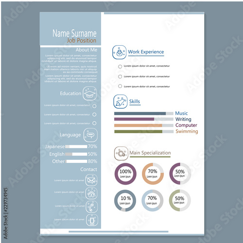 Cv resume template vector
