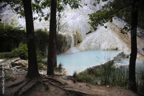 hot spring in Bagni San Filippo thermal center into the wilds of the forest in tuscany, italy