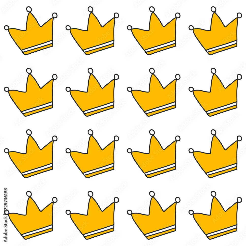 Crown seamless pattern hand drawn on white font for textures wrapping and kids style Crown seamless pattern hand drawn on white font for textures wrapping and kids style