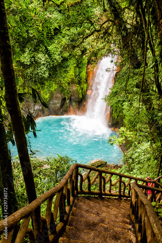 Photography Beautiful waterfall in northern Costa Rica inside the Tenorio National Park with