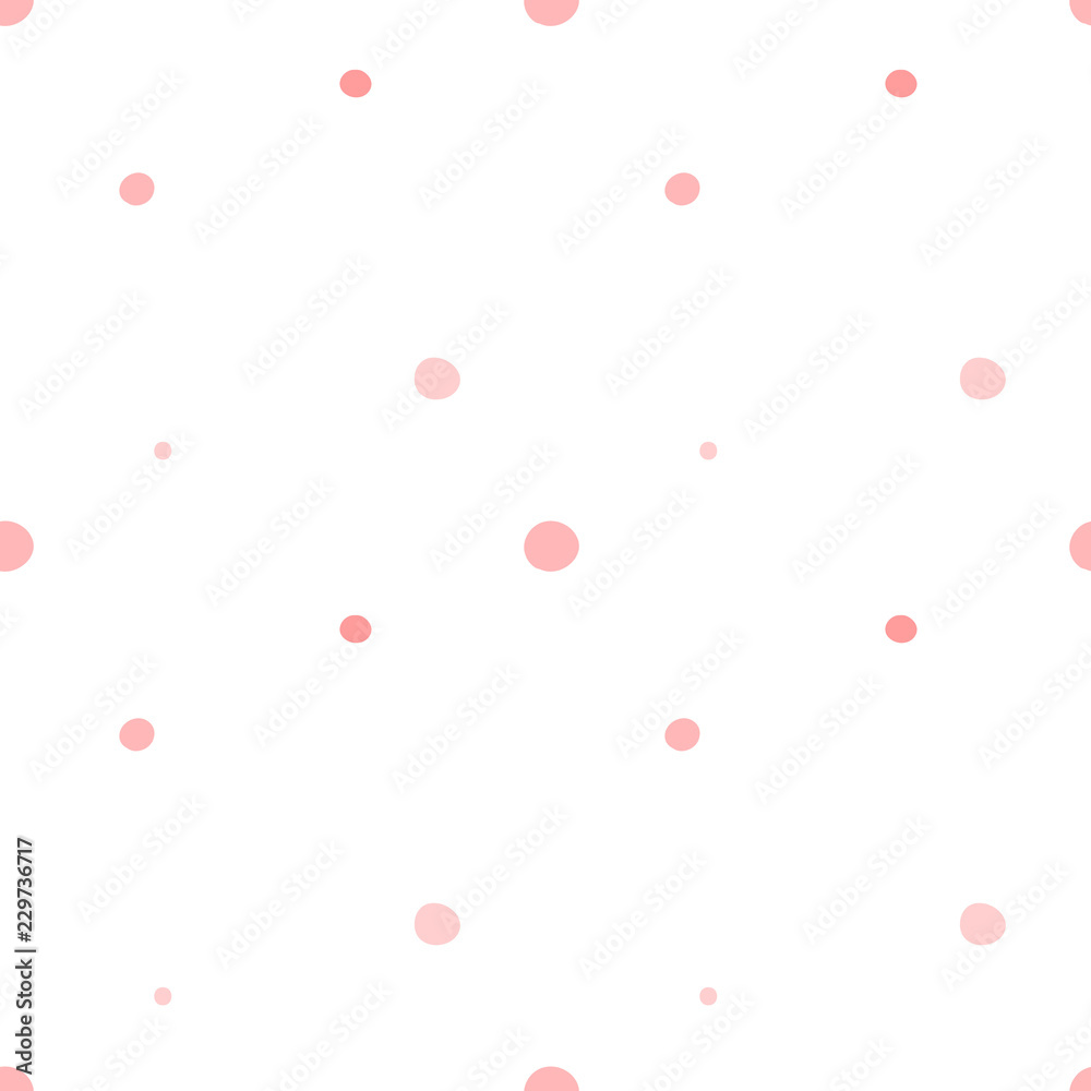 Pink polka dot seamless pattern on transparent background. Vector image for girls. Holiday concept, baby shower, birthday, wrappers, print, clothes, cards, banner, textiles